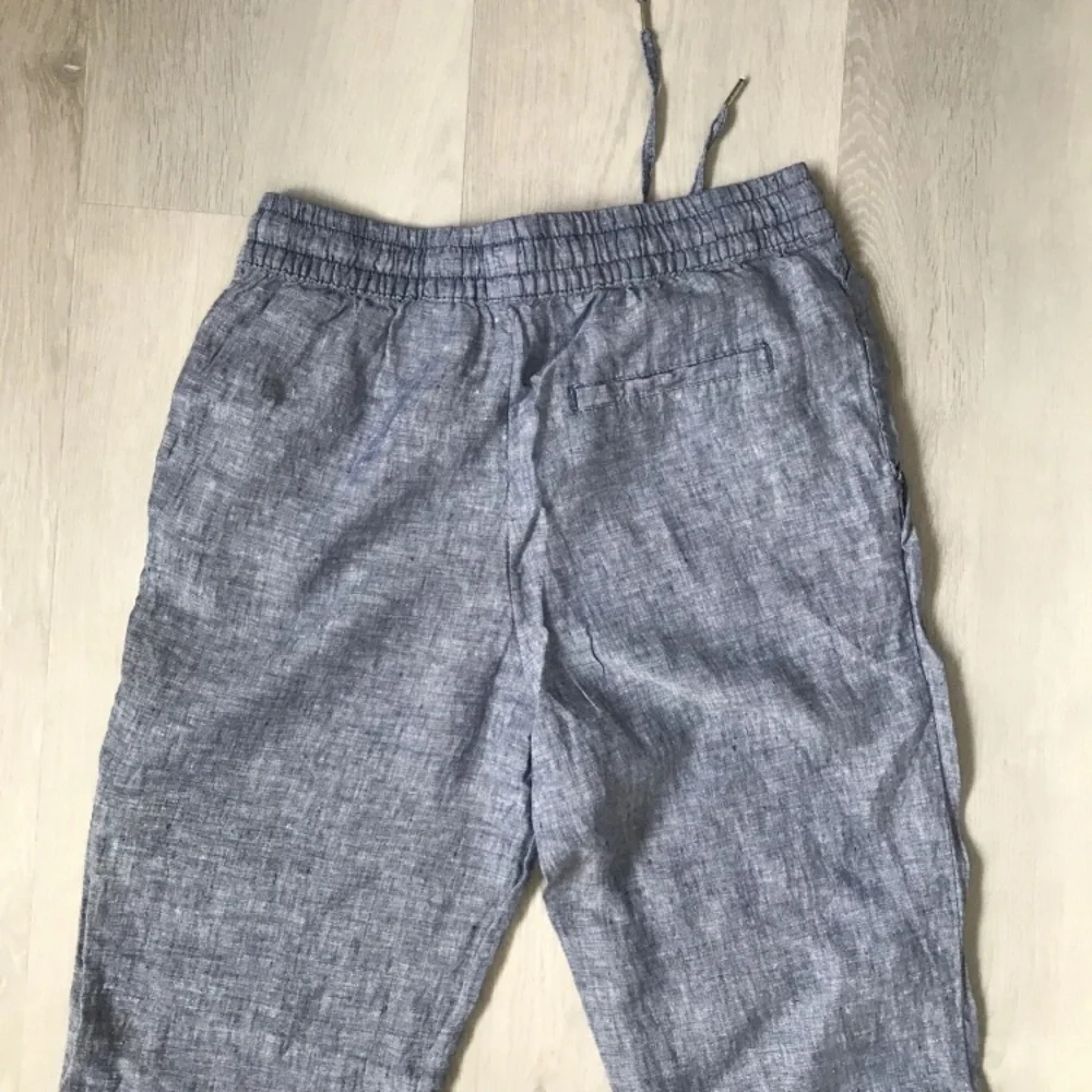 H&M LINEN BLUE TROUSER PANTS WOMENS 4